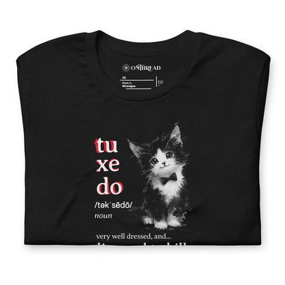 OMTHREAD Tuxedo Cat Shirt Licensed to Kill Funny Spy Graphic Tee