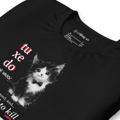 OMTHREAD Tuxedo Cat Shirt Licensed to Kill Funny Spy Graphic Tee