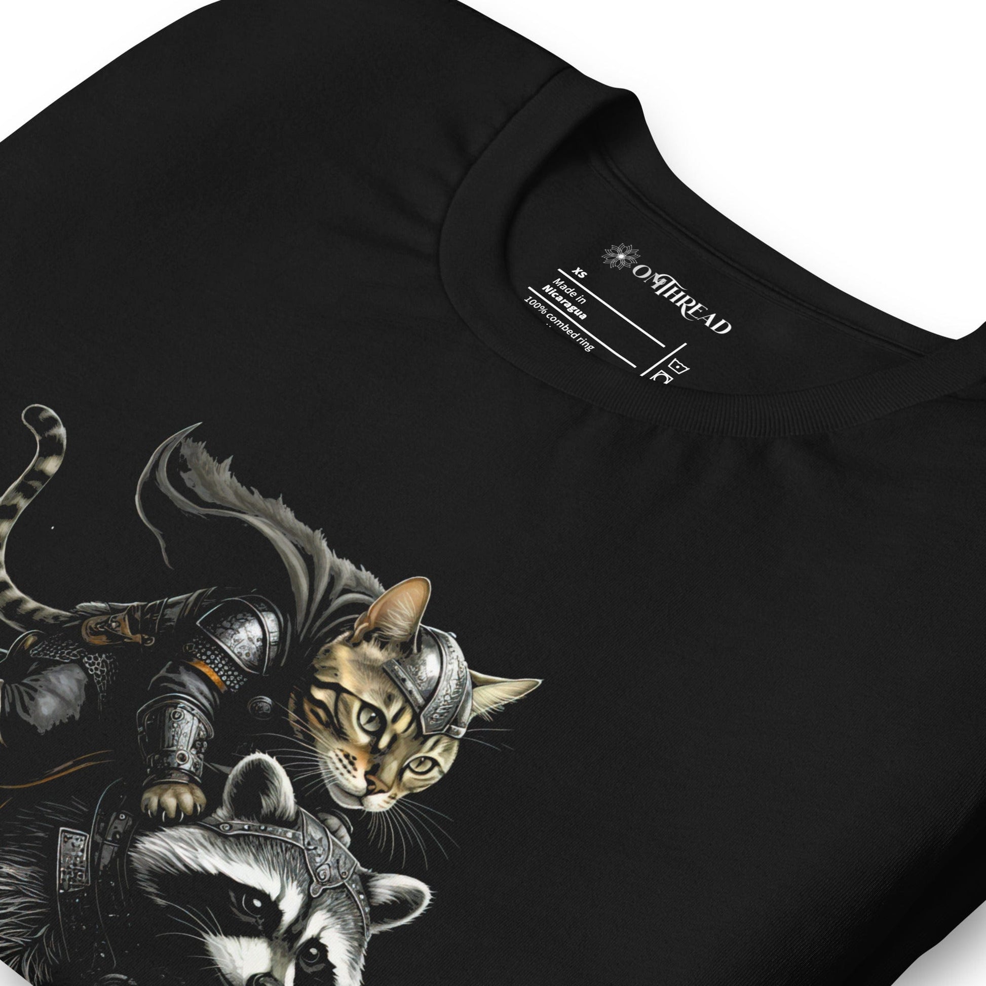 OMTHREAD Viking Bengal Cat Raccoon Rider T-Shirt | Epic Fantasy Animal Graphic Tee