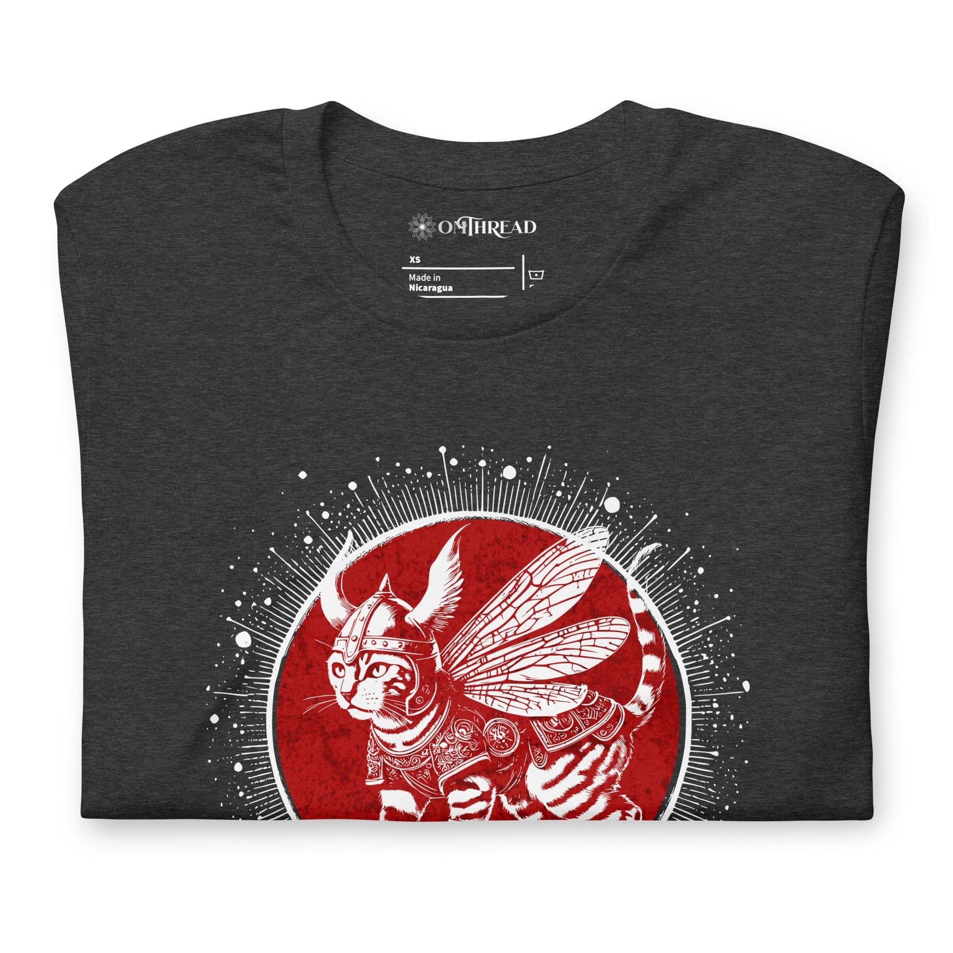 OMTHREAD Viking Cat with Wings T-Shirt | Norse Mythology-Inspired Design Tee