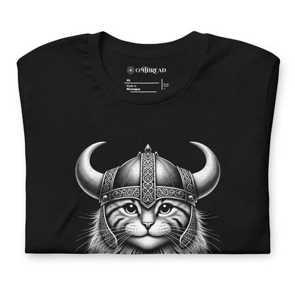 OMTHREAD Warrior Wannabe Cat T-Shirt | Funny Viking Feline Graphic Tee