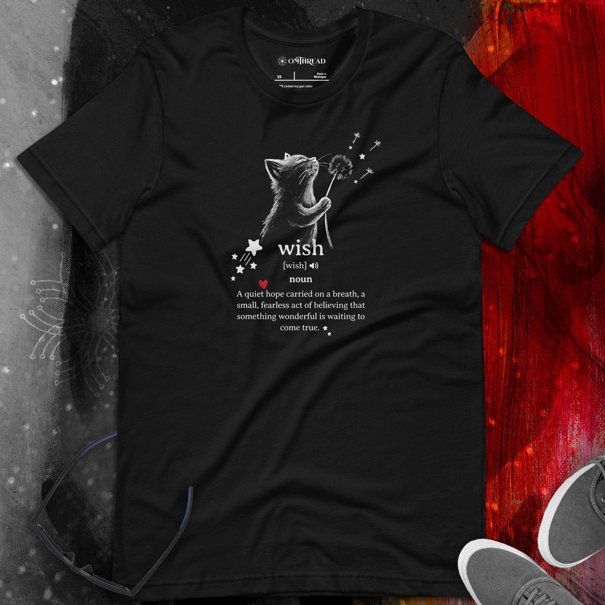 OMTHREAD Wish Cat Definition T-Shirt, Inspirational Cat Shirt, Cute Gift for Cat Lovers