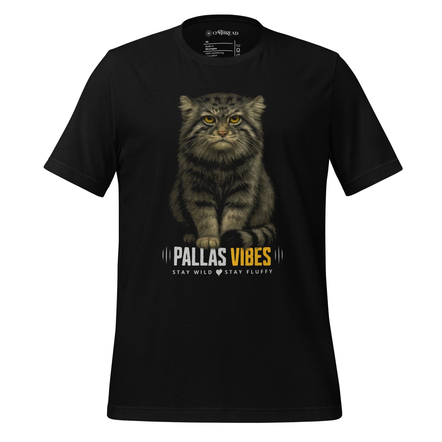 OMTHREAD XS Funny Pallas Vibes Cat Shirt Stay Wild Stay Fluffy Tee for Animal Lovers
