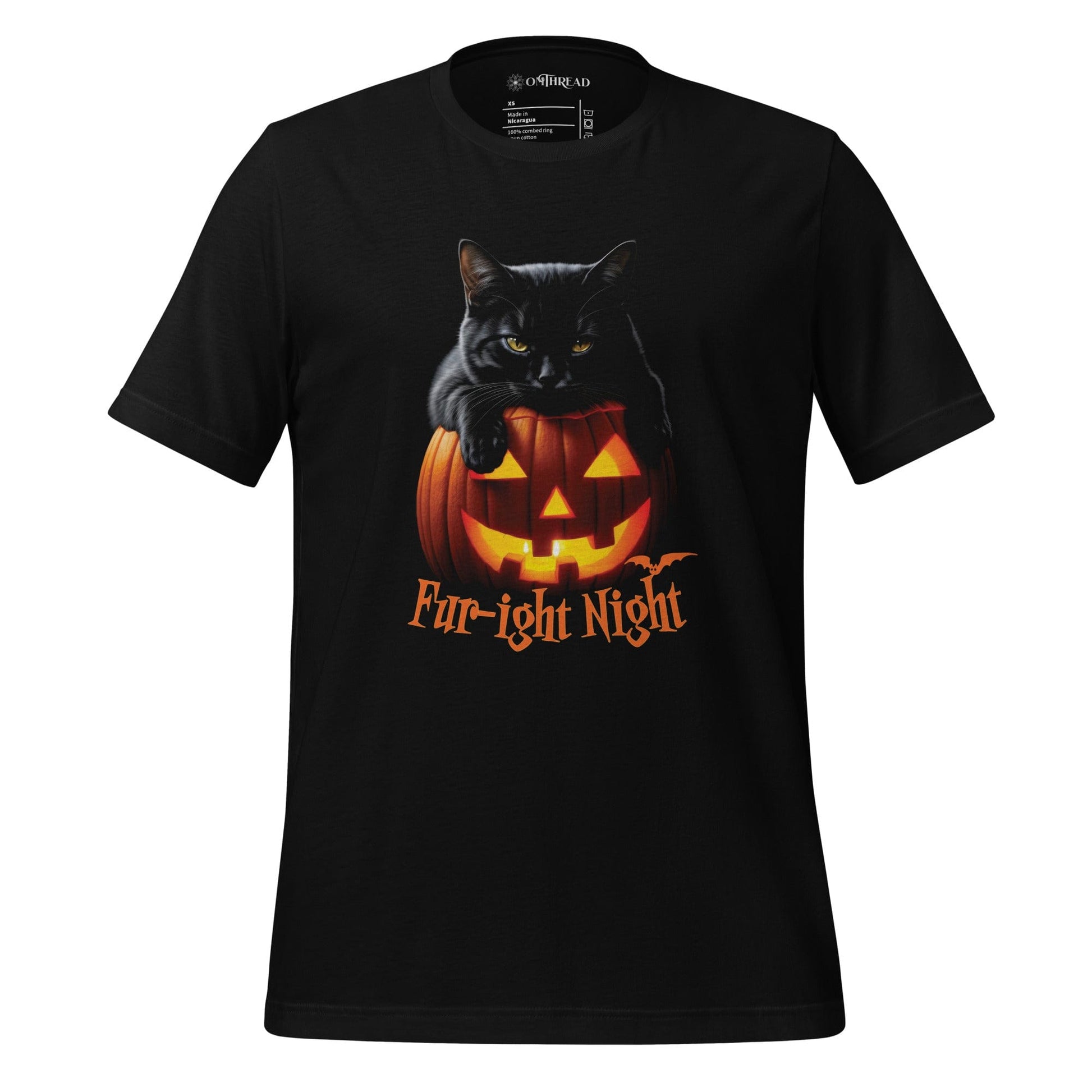 OMTHREAD XS Fur-ight Night Black Cat Halloween Tee