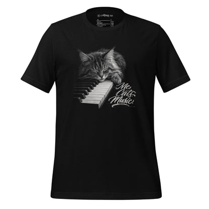 OMTHREAD XS Me Cats Music Shirt Sleeping Cat Piano Graphic Tee for Cat Lovers and Musicians