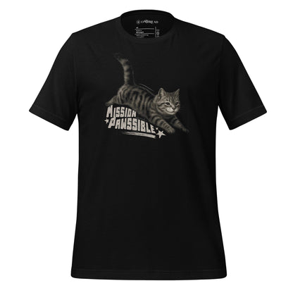 OMTHREAD XS Mission Pawsible Funny Cat T-Shirt Stealth Kitten Action