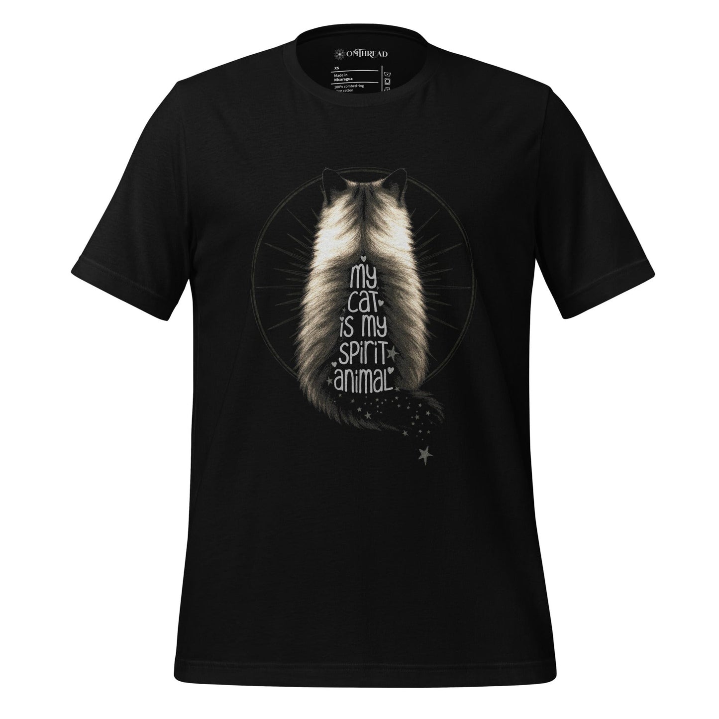 OMTHREAD XS My Cat Is My Spirit Animal Cat Lover T-Shirt