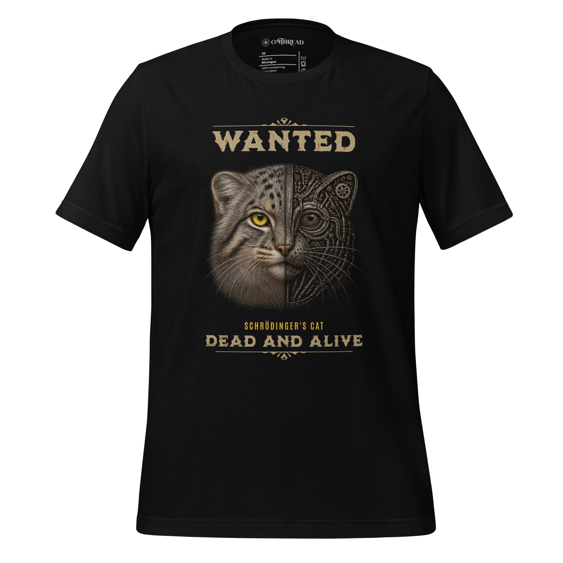 OMTHREAD XS Schrodinger Pallas Cat Shirt Quantum Physics Science Tee