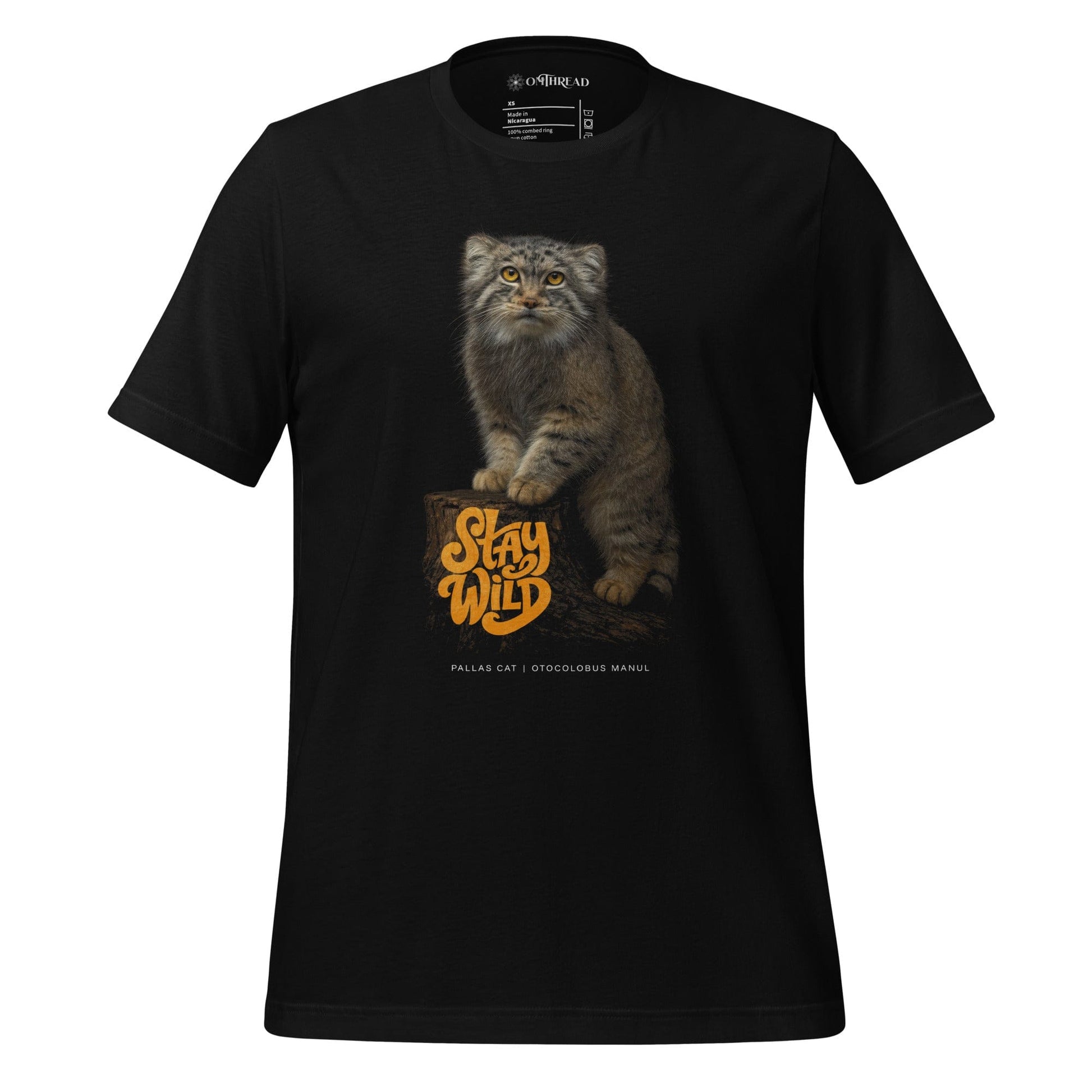 OMTHREAD XS Stay Wild Pallas Cat T-Shirt for Manul Wild Cat Lovers