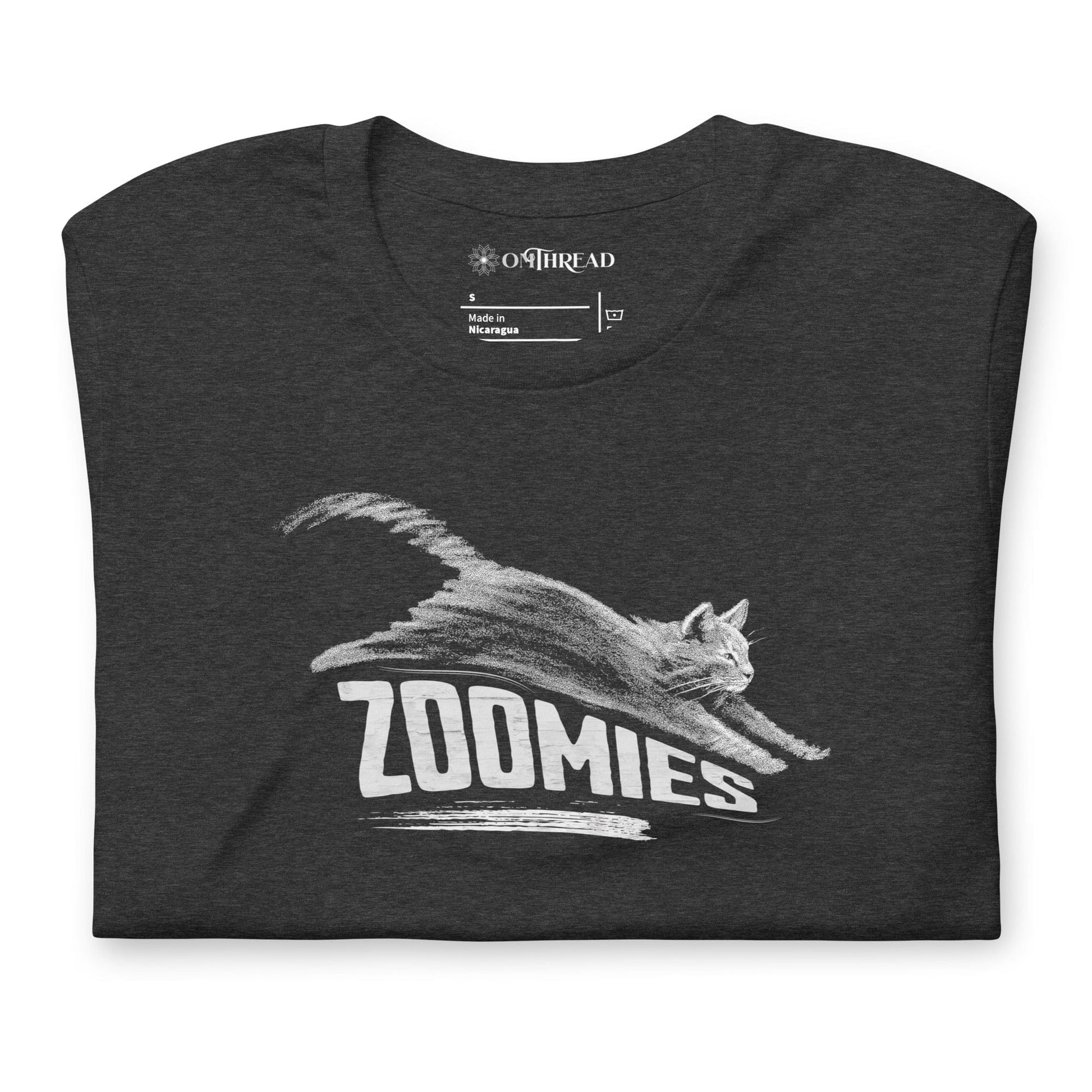 OMTHREAD Zoomies Cat T-Shirt, Funny Giftable Cat Tee for Cat Lovers