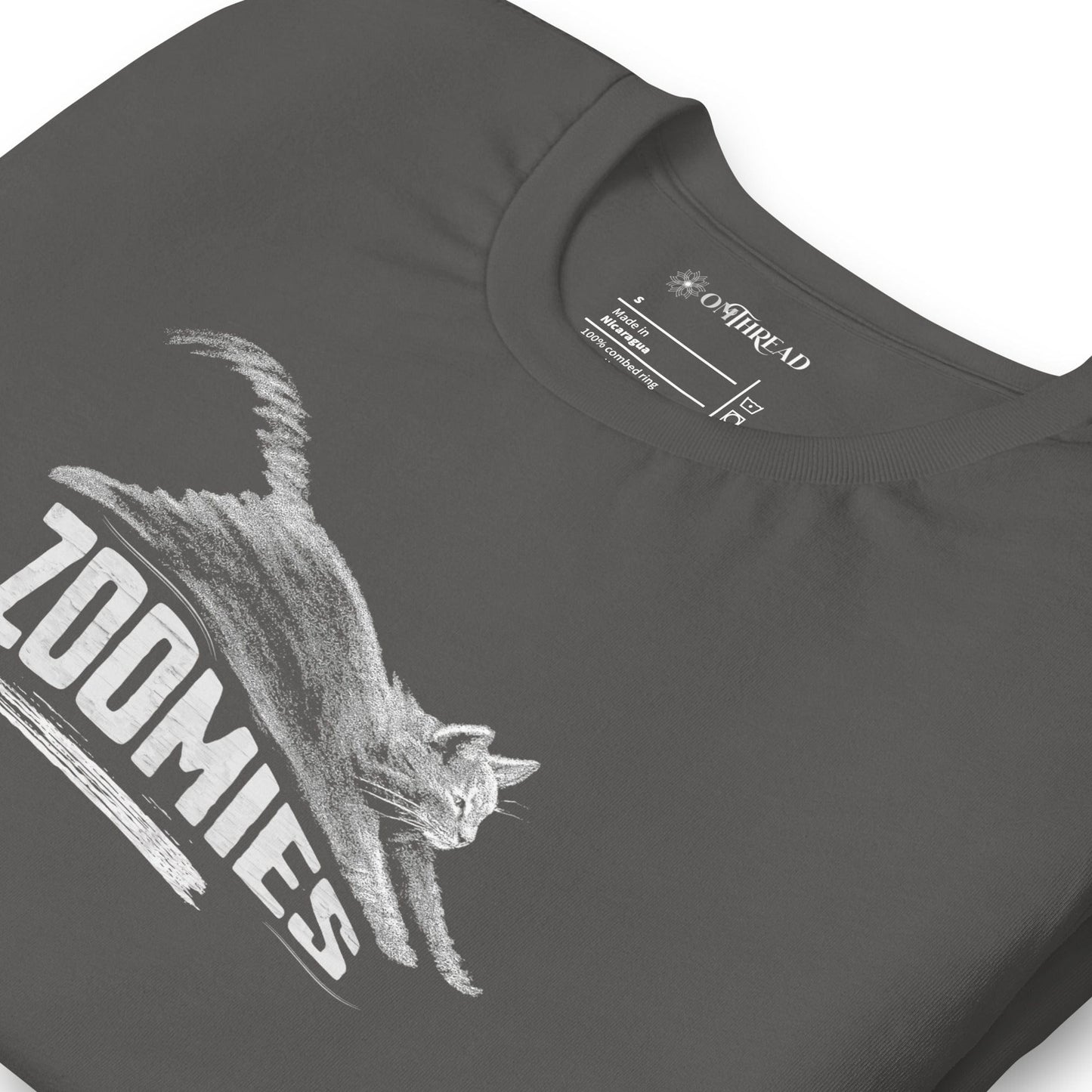 OMTHREAD Zoomies Cat T-Shirt, Funny Giftable Cat Tee for Cat Lovers