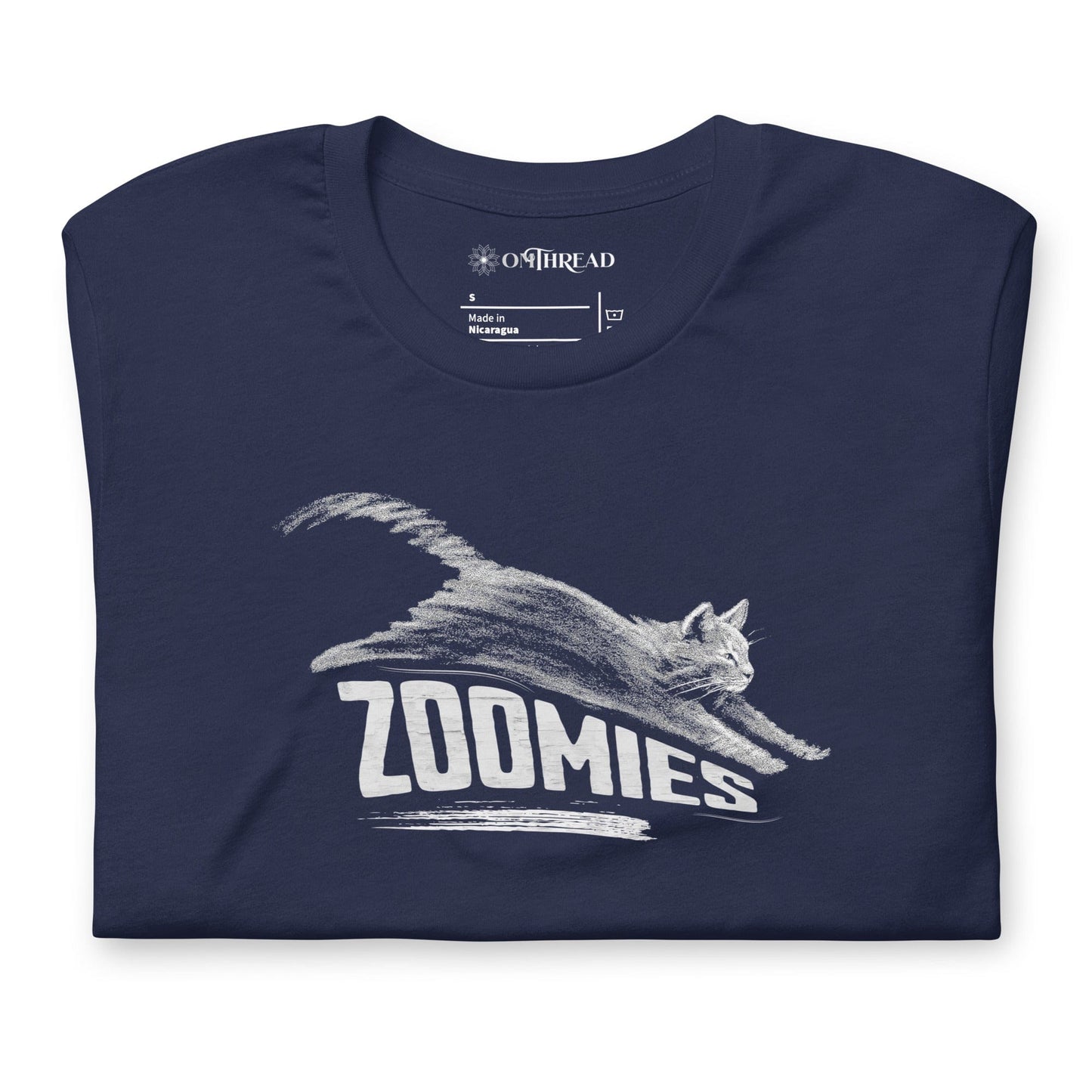 OMTHREAD Zoomies Cat T-Shirt, Funny Giftable Cat Tee for Cat Lovers