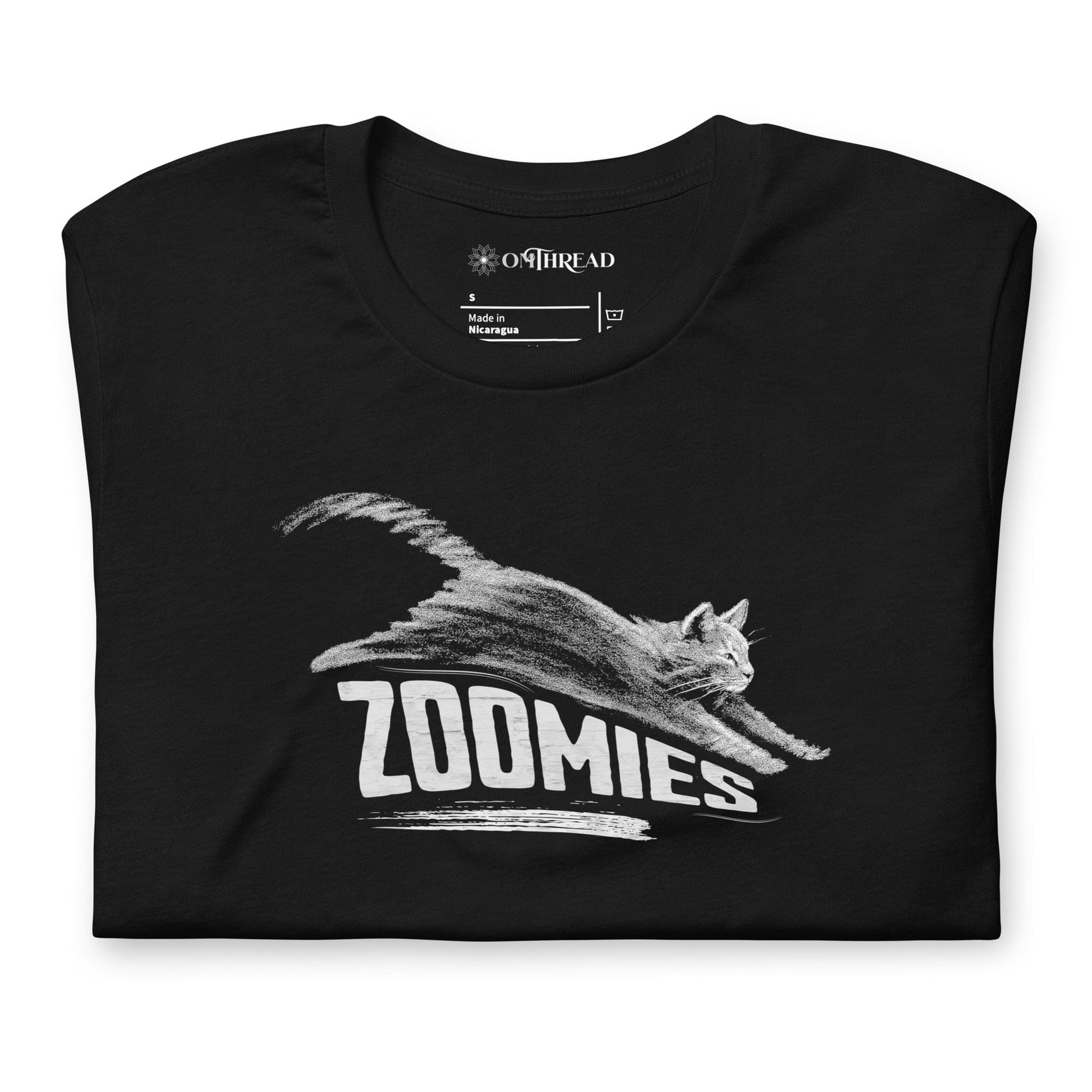 OMTHREAD Zoomies Cat T-Shirt, Funny Giftable Cat Tee for Cat Lovers