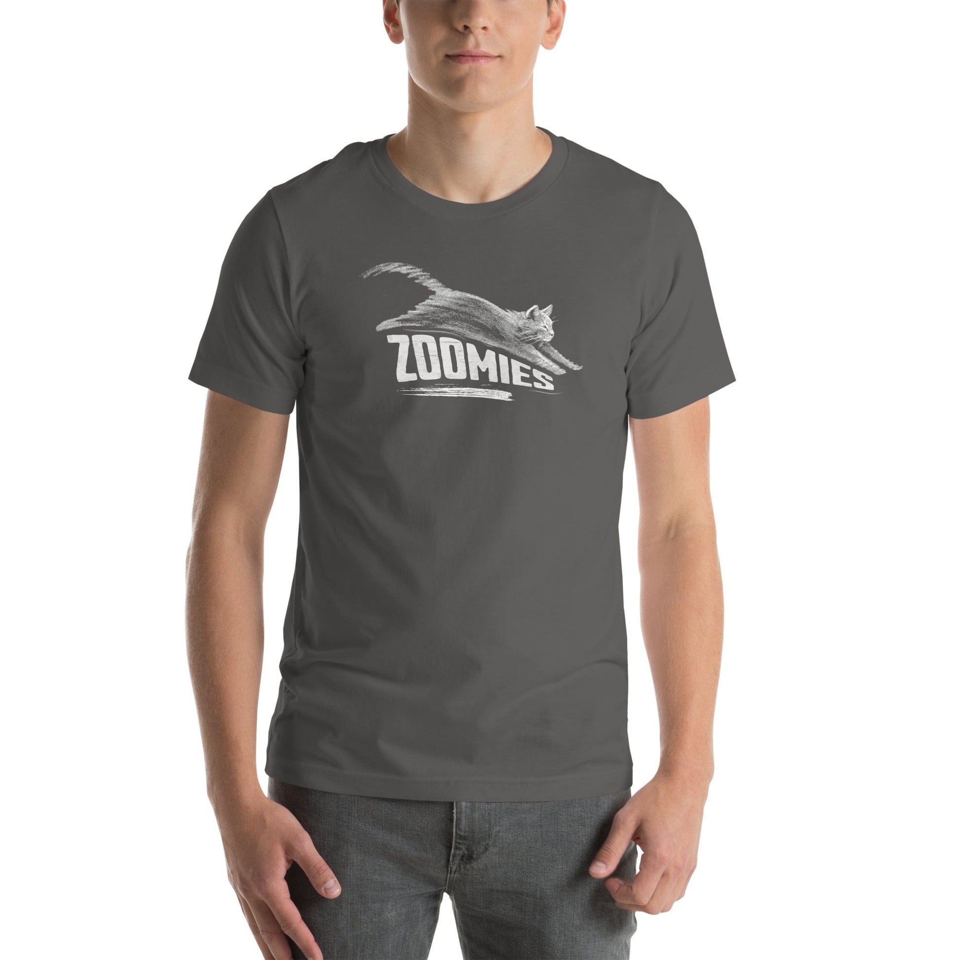 OMTHREAD Zoomies Cat T-Shirt, Funny Giftable Cat Tee for Cat Lovers
