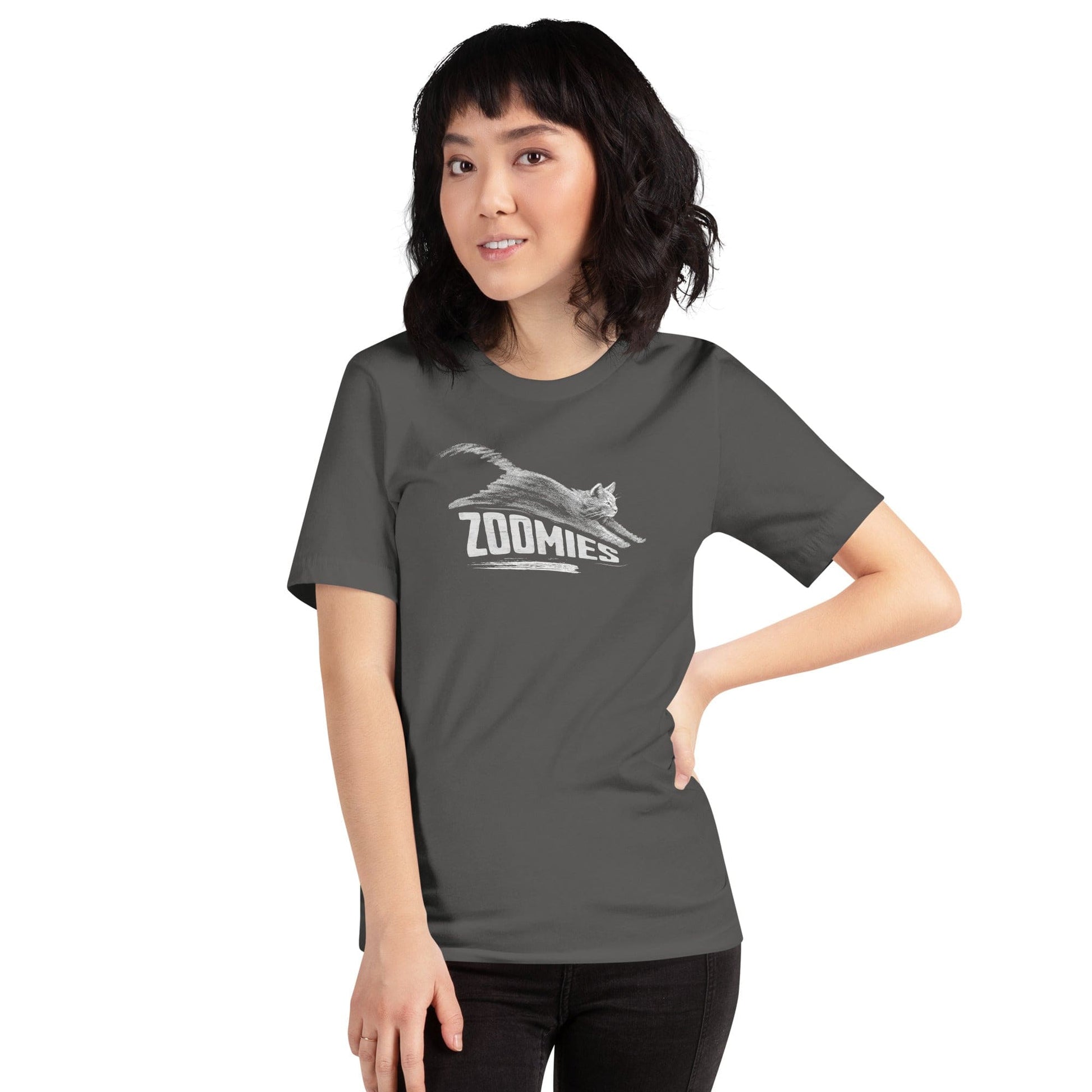 OMTHREAD Zoomies Cat T-Shirt, Funny Giftable Cat Tee for Cat Lovers
