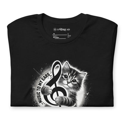 Music to My Ears Cat T-Shirt | Treble Clef Kitten Tee for Cat Lovers